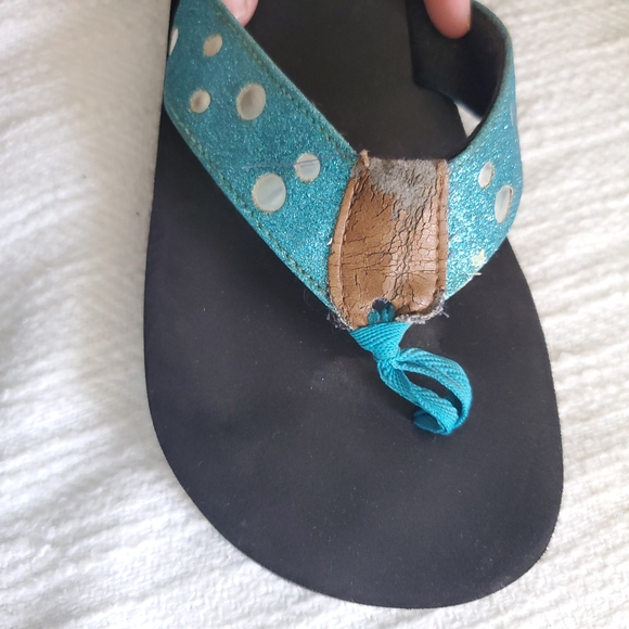 Black Flip Flops with Pink and Blue Straps - Picture 6 of 9